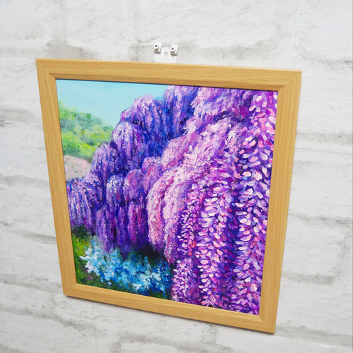 油絵 油彩 油彩画 絵 絵画 【流れ咲く藤の花】 絵画 HR 通販
