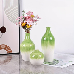花瓶３個セット セラミック花瓶 3色展開 青 緑 黄 グラデーション花瓶 a-503 9枚目の画像