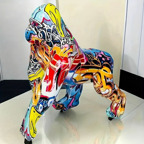 ゴリラ 置物 カラフルな動物の置物クリエイティブグラフィティ ゴリラ
