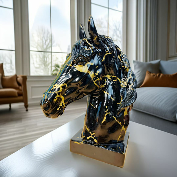 馬 置物 馬装飾品 グラフィティ 樹脂彫刻工芸品 書棚 オブジェ a-515 1枚目の画像