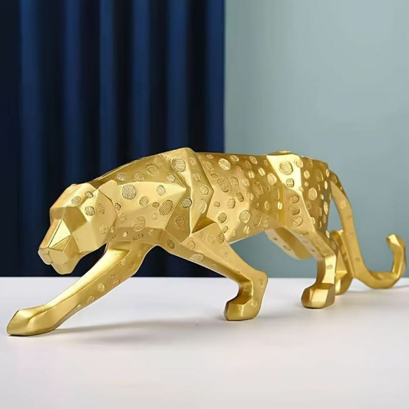 ヒョウ像 豹の置物 モダン 抽象 樹脂 動物彫刻 ホームインテリア a-520 4枚目の画像