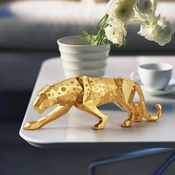 ヒョウ像 豹の置物 モダン 抽象 樹脂 動物彫刻 ホームインテリア a-520 5枚目の画像