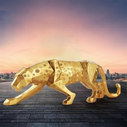 ヒョウ像 豹の置物 モダン 抽象 樹脂 動物彫刻 ホームインテリア a-520 2枚目の画像