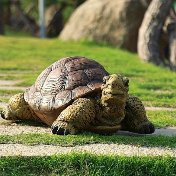 リクガメ ゾウガメ 置物（カメ 置物 像 動物 屋外庭園 レジン