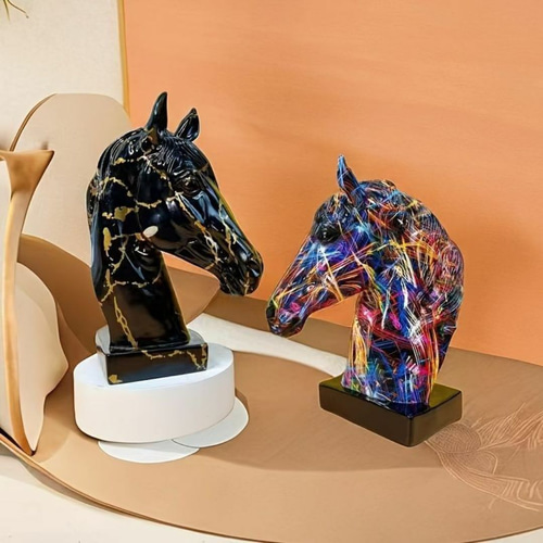 馬 置物 オブジェ 3カラー 馬の頭の樹脂工芸品 3色展開 a-528 馬 置物 オブジェ 3カラー 馬の頭の樹脂工芸品 3色展開 a-528