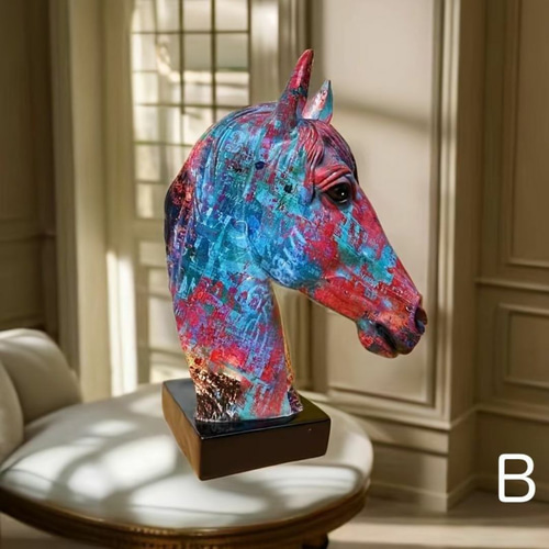 馬 置物 オブジェ 3カラー 馬の頭の樹脂工芸品 3色展開 a-528