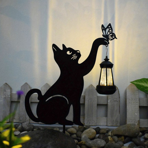 シルエットキャットランタン 猫のライト 芝生ランプ アウトドア