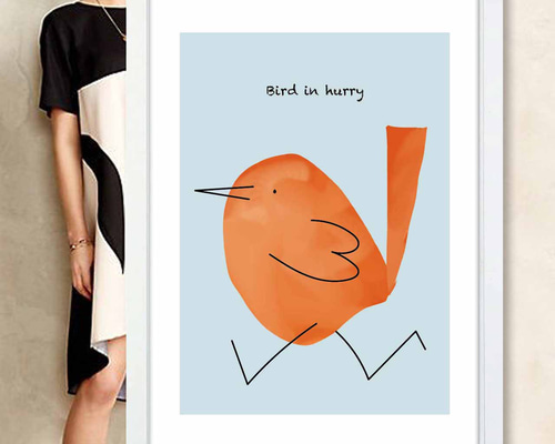 急ぐ鳥 イラスト ポスター A4 A3 A2 A1 アート アートポスター