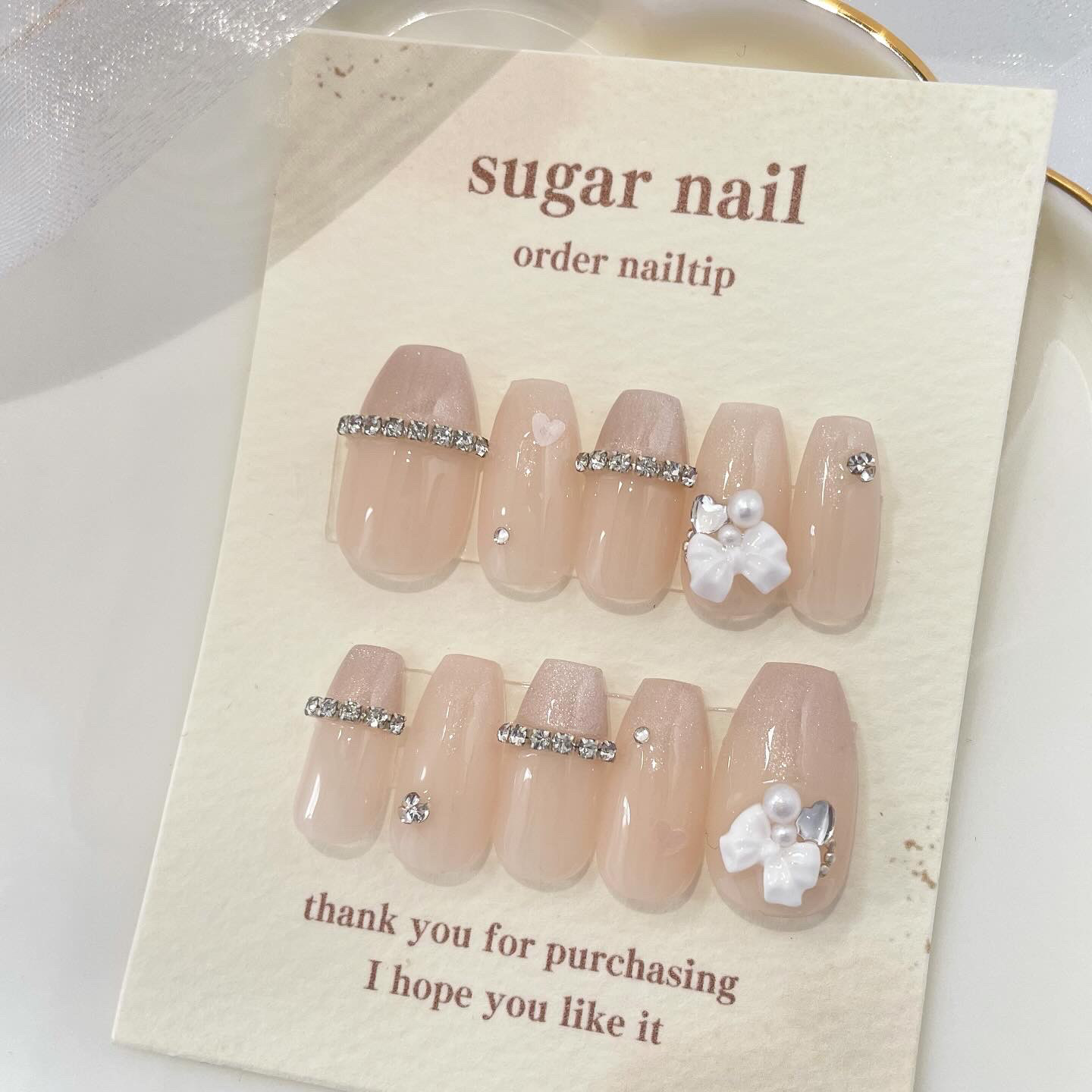 ［14］ネイルチップ リボン 韓国 らくがき ホログラム ハート オーダー 14］ネイルチップ リボン 韓国 らくがき ホログラム ハート