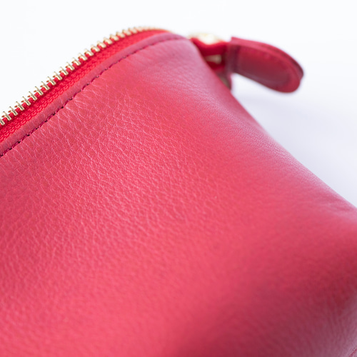 本革 化粧ポーチ レッド シュリンクレザー レディース 日本製 トラベル