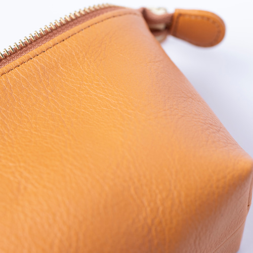 kuleha ライスポーチ　キャメル　未使用 本革 化粧ポーチ キャメル シュリンクレザー レディース 日本製