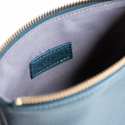 本革　化粧ポーチ　ブルーグリーン　シュリンクレザー　レディース　日本製　ミニポーチ　小物入れ　apo-01cs 5枚目の画像