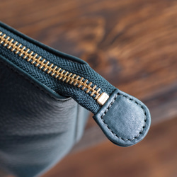 本革　化粧ポーチ　ブルーグリーン　シュリンクレザー　レディース　日本製　ミニポーチ　小物入れ　apo-01cs 4枚目の画像