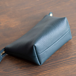 本革　化粧ポーチ　ブルーグリーン　シュリンクレザー　レディース　日本製　ミニポーチ　小物入れ　apo-01cs 8枚目の画像