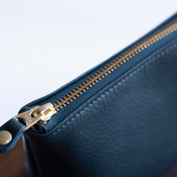 本革　化粧ポーチ　ブルーグリーン　シュリンクレザー　レディース　日本製　ミニポーチ　小物入れ　apo-01cs 3枚目の画像