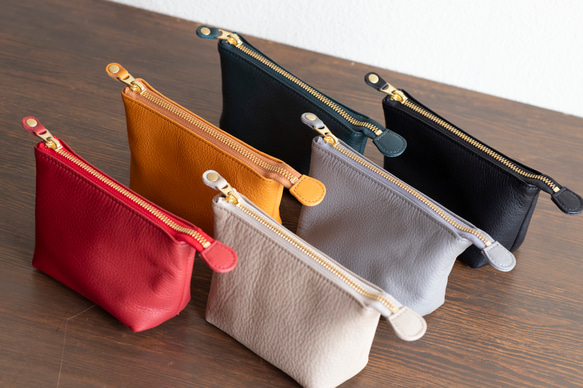 本革　化粧ポーチ　ブルーグリーン　シュリンクレザー　レディース　日本製　ミニポーチ　小物入れ　apo-01cs 9枚目の画像