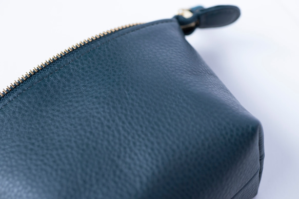 本革　化粧ポーチ　ブルーグリーン　シュリンクレザー　レディース　日本製　ミニポーチ　小物入れ　apo-01cs 7枚目の画像