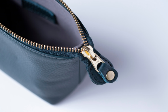 本革　化粧ポーチ　ブルーグリーン　シュリンクレザー　レディース　日本製　ミニポーチ　小物入れ　apo-01cs 6枚目の画像