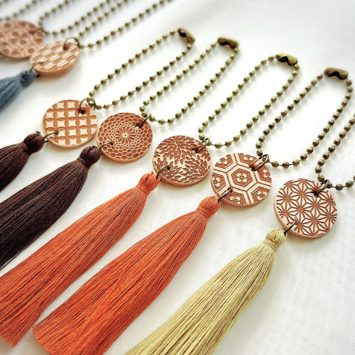 本革☆和柄バッグチャーム】タッセル付き｜浴衣・和装にぴったり