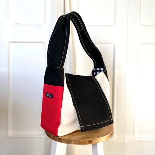 8号帆布トートバッグ(ショルダーバッグ/フロントタイプ)濃赤