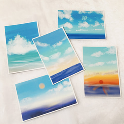 初夏の始まり　5枚　ポストカード　はがき　イラスト　かわいい　キレイ　自然　太陽　雲 3枚目の画像