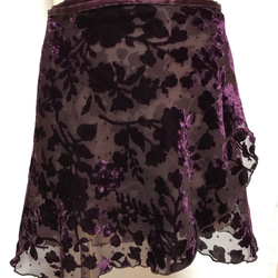 フロッキーベロア花柄バレエ巻きスカート　大人用 2枚目の画像