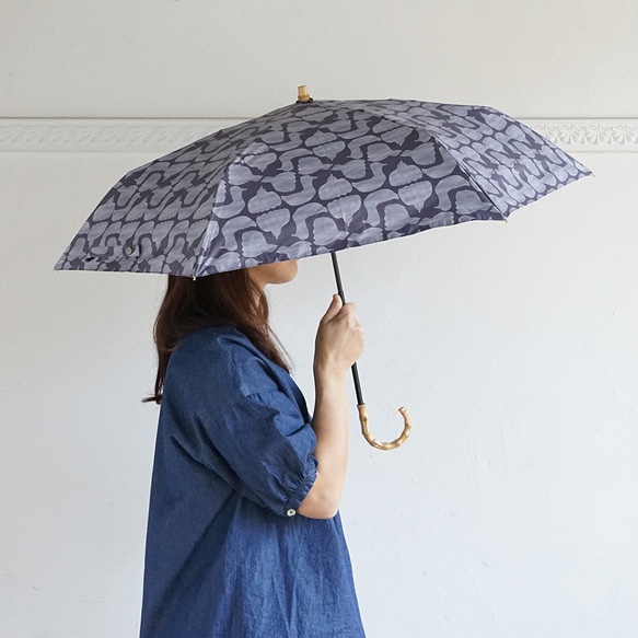 【預訂8月出貨】竹柄防紫外線折疊傘鳥防紫外線遮陽雨傘鳥紋陽傘雨傘 第13張的照片