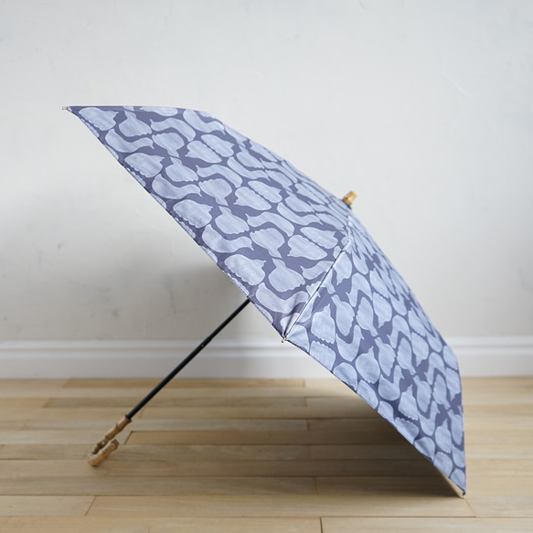 【予約８月にお届け】竹ハンドル UVカット折りたたみ傘 bird 紫外線カット 晴雨兼用 鳥柄 日傘 雨傘 18枚目の画像