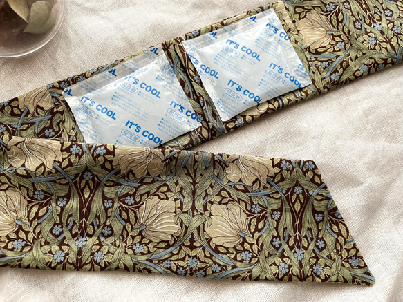ウィリアムモリス　ピンパーネル　ネッククーラー　サマースカーフ　保冷剤2個付き 2枚目の画像