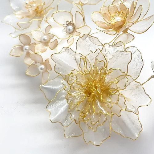 再販4】 芍薬 と 牡丹 の 髪飾り ☆ 成人式 ウェディング 卒業式