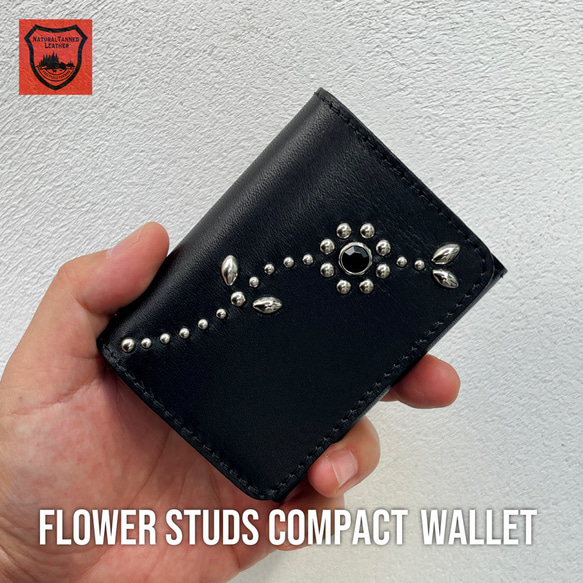 栃木レザー スタッズウォレット コンパクト財布 二つ折り財布 栃木レザー スタッズウォレット コンパクト財布 二つ折り財布