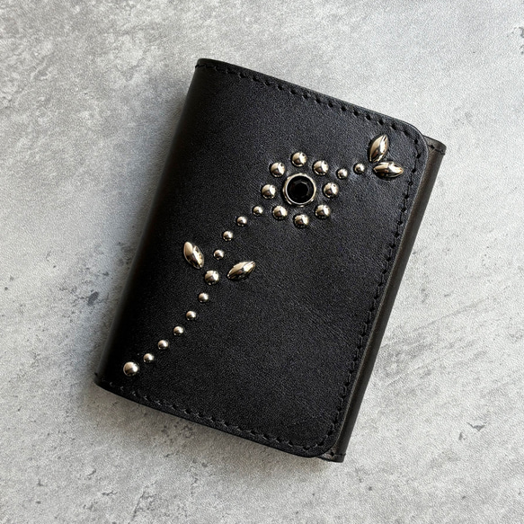 栃木サドルレザー　スタッズユーティリティコンパクトウォレット　ニッケル 栃木サドルレザー スタッズユーティリティコンパクトウォレット