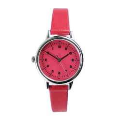 女性の反時計回りのエレガントな腕時計レッド ダイヤルとストラップのパーソナライズされた腕時計 世界中に無料配送 6枚目の画像
