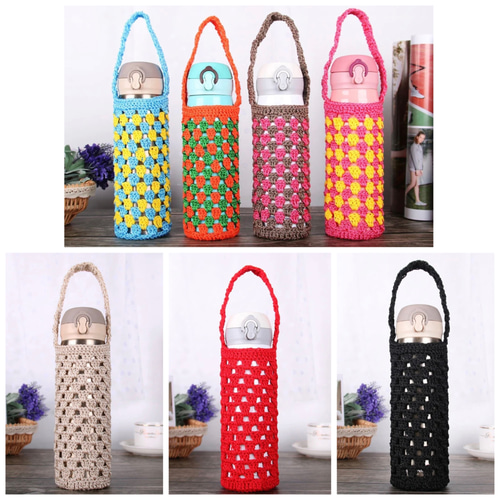 新作♡選べるカラーニット編み ボトル バッグ エコバッグ 袋手提げ