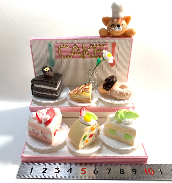 ☆猫ちゃんのケーキ屋さん(1点限定品)  樹脂粘土　置き物 2枚目の画像