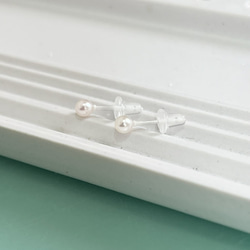 【正品珍珠】陶瓷單顆珍珠耳環3.5-4mm日本Akoya珍珠小珍珠日本珠日本製造金屬防過敏 第3張的照片