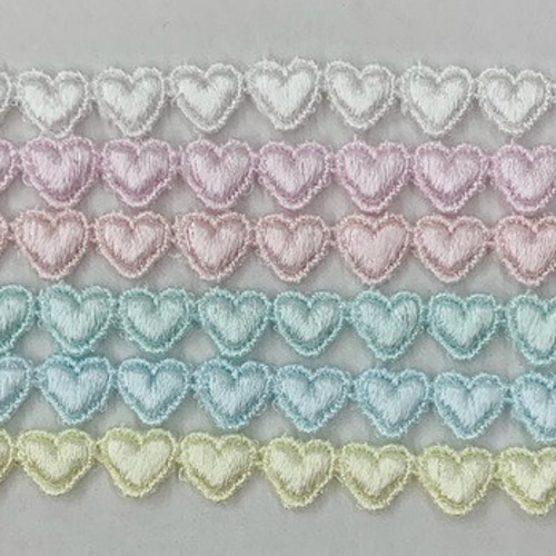日本製】レーヨンケミカルレース ハート【1m単位販売】 9mm巾 全6色