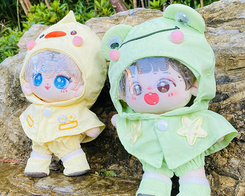 3点セット 20cm 着せ替えぬいぐるみ用服 ニワトリカエルレイン