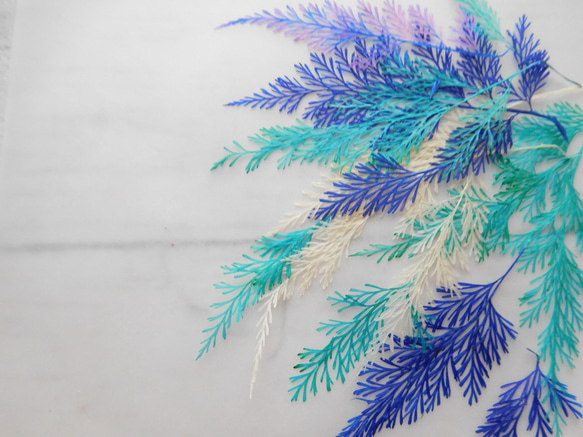 ブルー系　ダバリアリーフ　押し花素材 5枚目の画像