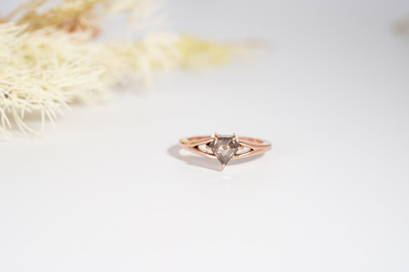 K14PG ペンタゴンカット 天然ダイヤモンド リング 指輪・リング  