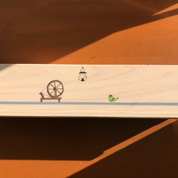 食卓に置ける箸箱　糸車と小鳥　カトラリーケース　メガネ入れ　小物入れ　蓋付き木製　少人数用 2枚目の画像