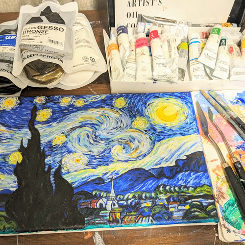 ゴッホの星月夜 油絵額付き 絵画 たなか工房 通販 17686046