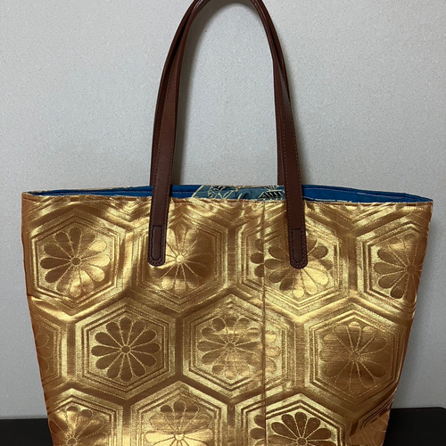 アンズルーム★ちょっと豪華★着物×帯　★トートバッグ★ハンドバッグ★大容量★丸帯 アンズルーム☆ちょっと豪華な☆着物×帯☆トートバッグ☆バッグ