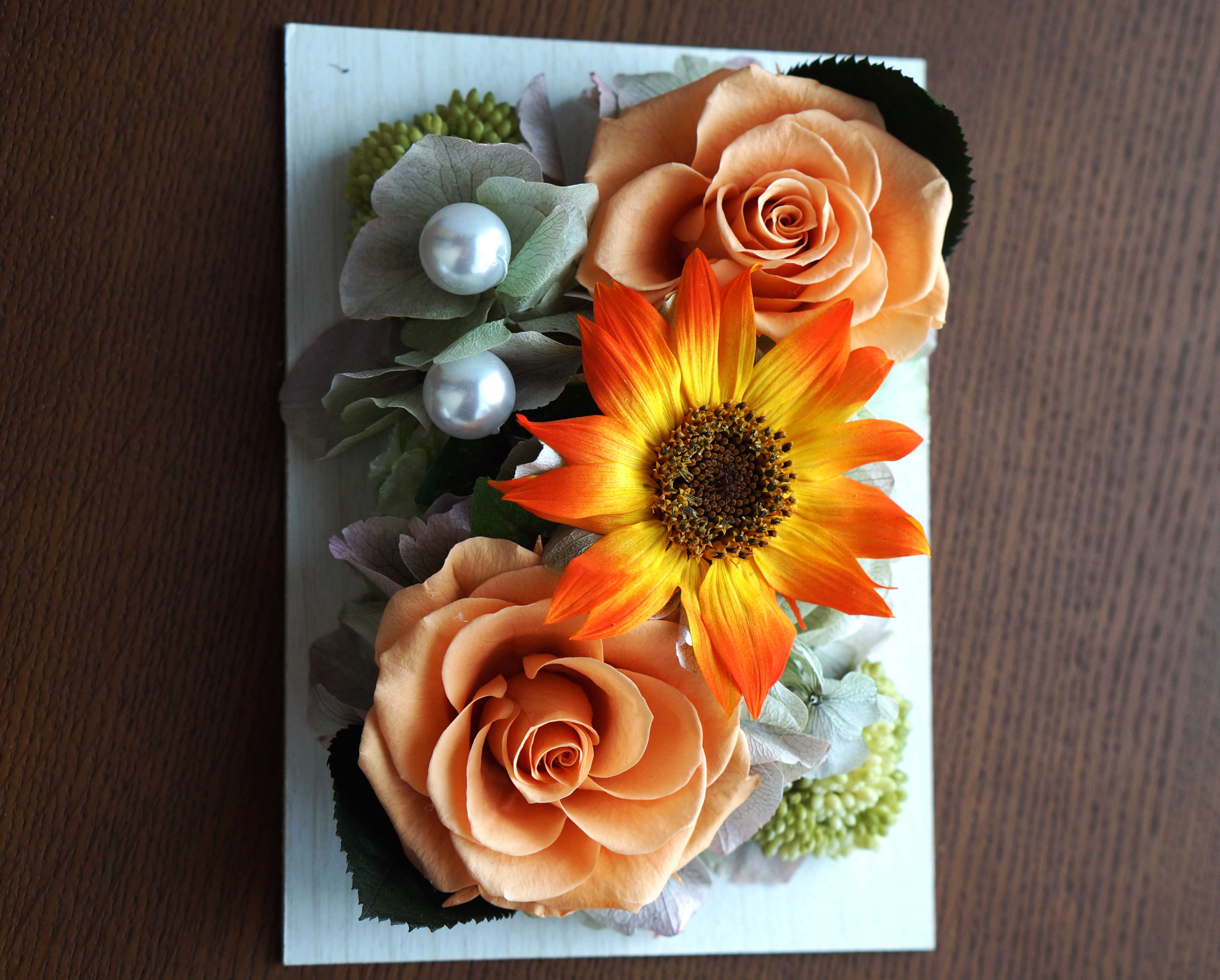 プリザーブドフラワーひまわり・結婚祝い 誕生日祝い　退職祝い　写真縦