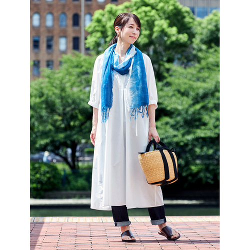 kamin様【徳島県/Saai】藍染ストール ブルー ストール フリンジ付き新品 藍染ストール （麻）真－Shin－【徳島県/Saai