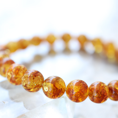 圧縮加工無し バルト海産 蜂蜜色 天然琥珀 ブレスレット/天然ハニー