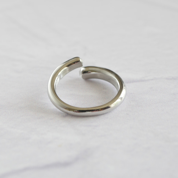 簡約叉形戒指，鋯石，不鏽鋼，銀 第5張的照片