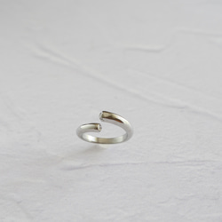 簡約叉形戒指，鋯石，不鏽鋼，銀 第4張的照片