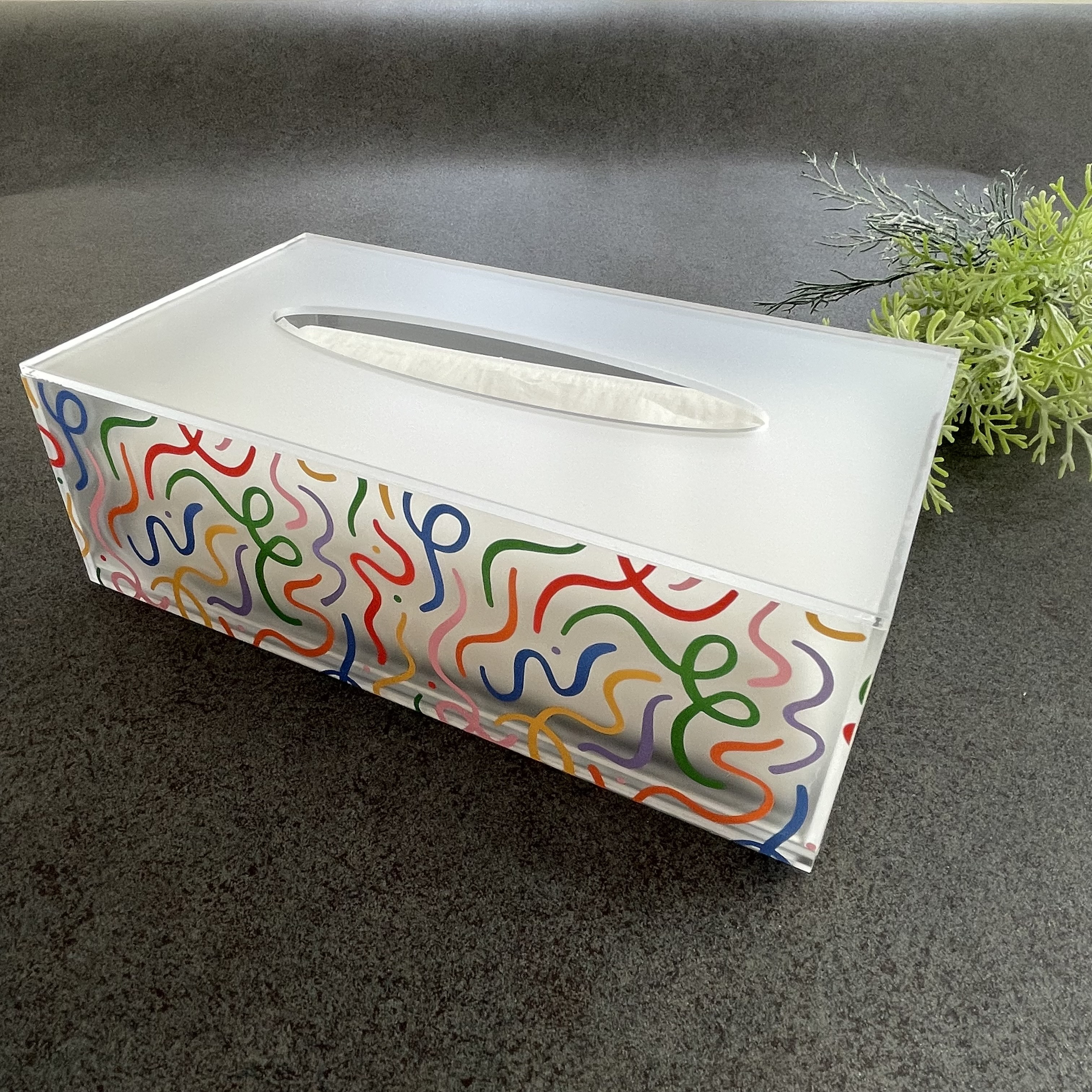 【ティッシュケース】ロゴ入れ・名入れオーダー　柄入りアクリル【スライドタイプ】