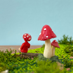 きのこ　きのこびと　赤　ミニチュア　フィギュア　苔テラリウム　ガーデンピック 5枚目の画像